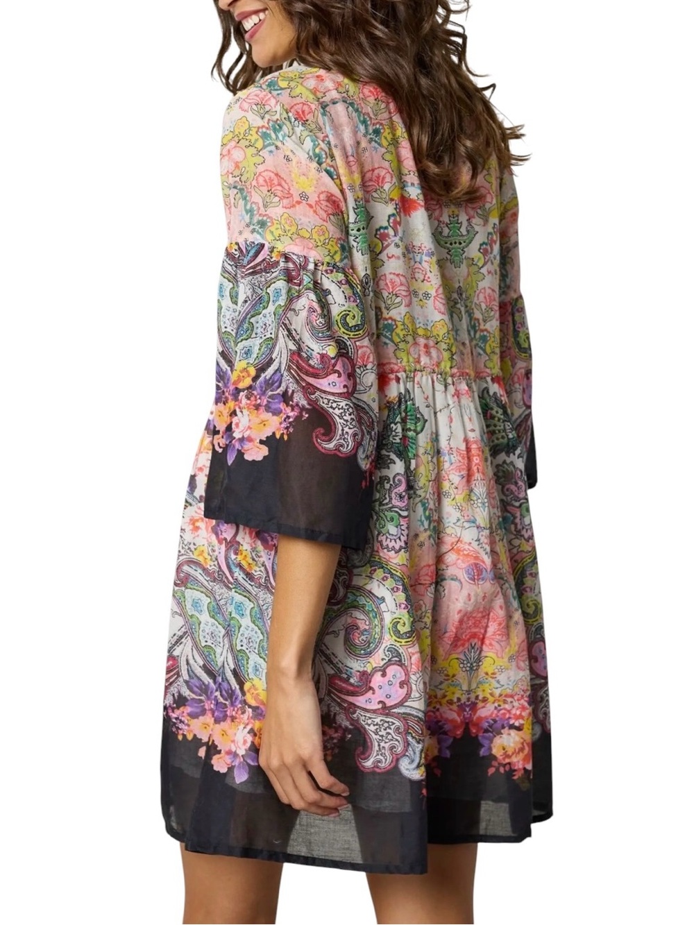 NATURAL LIFE Isabella Pink Floral Paisley Mini Dress Medium NWT - Picture 2 of 12
